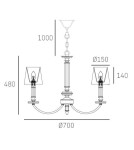 Chandeliers - CosmoLight SIENA pendant lamp P06308NI-WH nickel - product 4