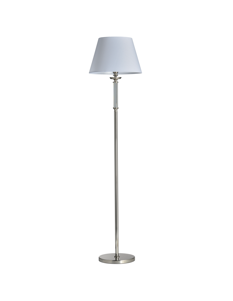 Floor lamps with lampshade - CosmoLight SIENA standing lamp F01322NI-WH nickel - product kolory-swiatla.pl 1