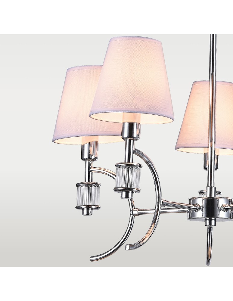 Chandelier with lampshade - CosmoLight LIVERPOOL pendant lamp P05100CH-WH chrome - product kolory-swiatla.pl 2