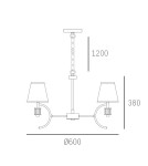 Chandelier with lampshade - CosmoLight LIVERPOOL pendant lamp P05100CH-WH chrome - product 3