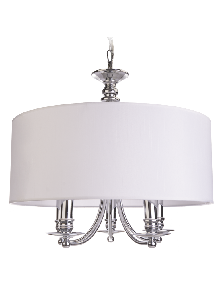 Hampton style pendant lamps - CosmoLight ABU DHABI pendant lamp P05406CH-WH chrome - product kolory-swiatla.pl 1