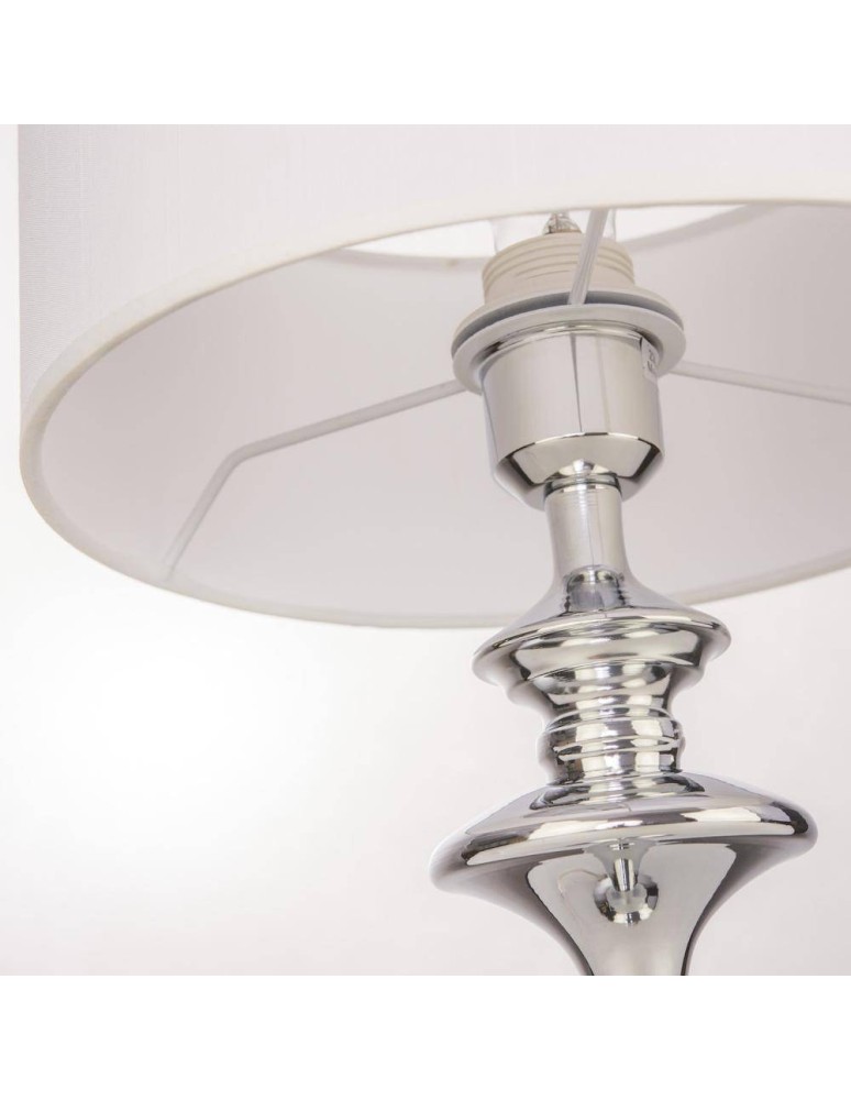 Table lamps with lampshade - CosmoLight ABU DHABI table lamp T01413CH-WH chrome. - product kolory-swiatla.pl 4