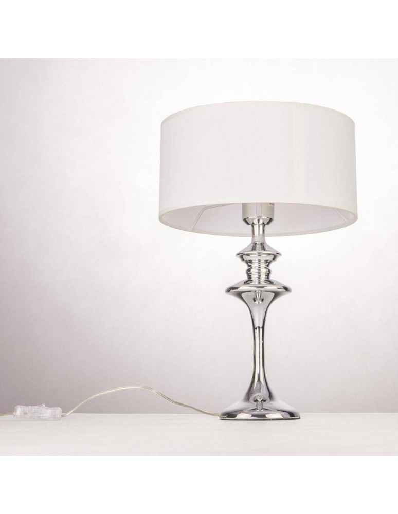 Table lamps with lampshade - CosmoLight ABU DHABI table lamp T01413CH-WH chrome. - product kolory-swiatla.pl 5