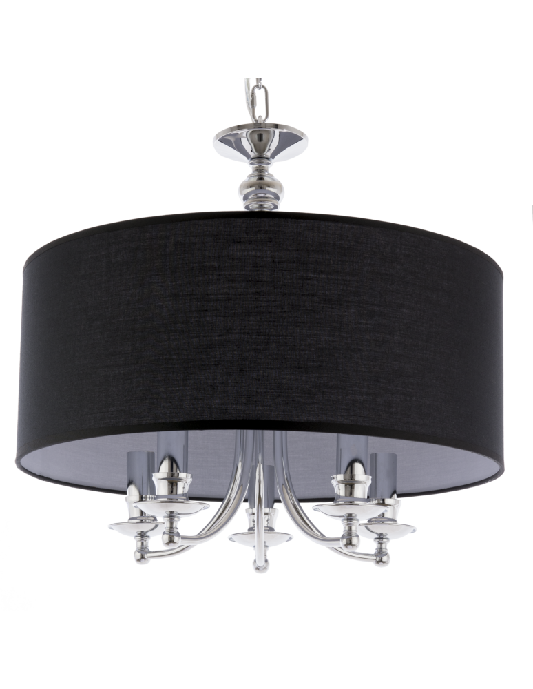Hampton style pendant lamps - CosmoLight ABU DHABI pendant lamp P05697CH-BK chrome - product kolory-swiatla.pl 3
