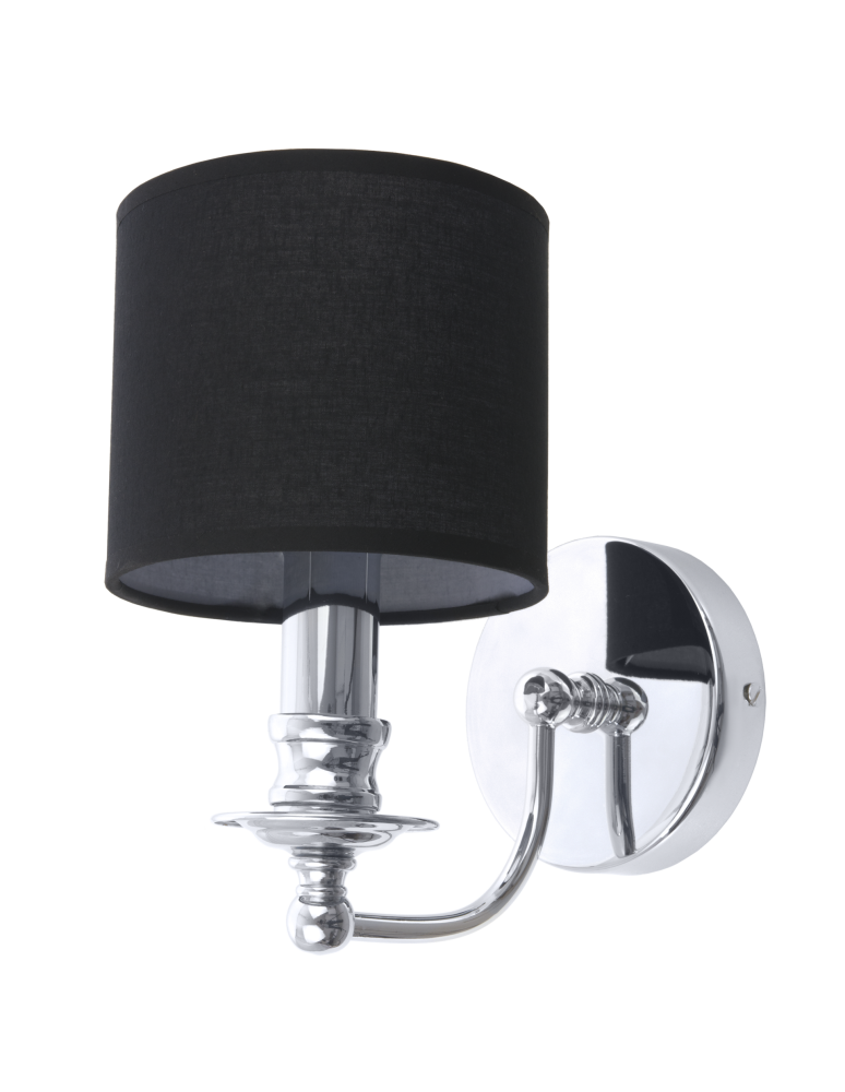 Wall lamps with lampshade - CosmoLight ABU DHABI Wall lamp W01397CH-BK chrome. - product kolory-swiatla.pl 1