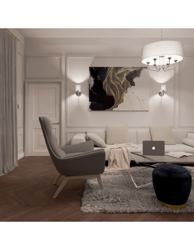 Hampton style pendant lamps - CosmoLight ABU DHABI pendant lamp P06512CH-WH chrome - product kolory-swiatla.pl 2