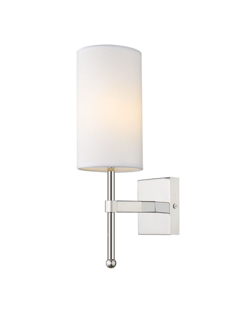 Wall lamps with lampshade - CosmoLight DENVER wall lamp W01987NI-WH nickel - product kolory-swiatla.pl 1
