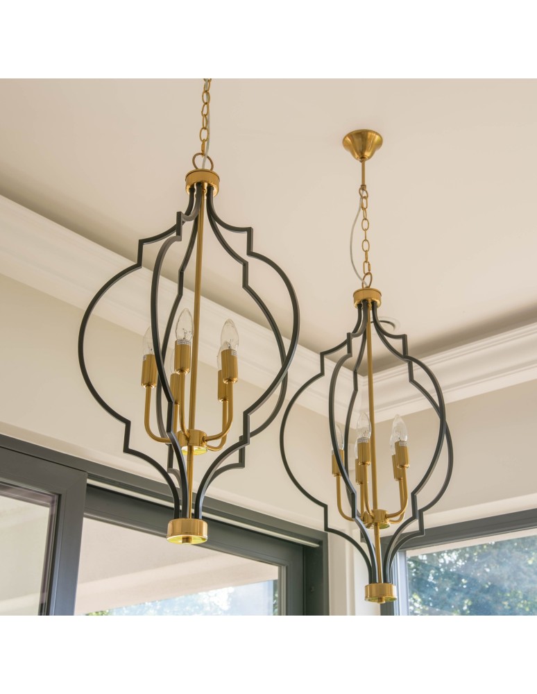 Hampton style pendant lamps - CosmoLight NASHVILLE pendant lamp P05186BK Black Gold - product kolory-swiatla.pl 3