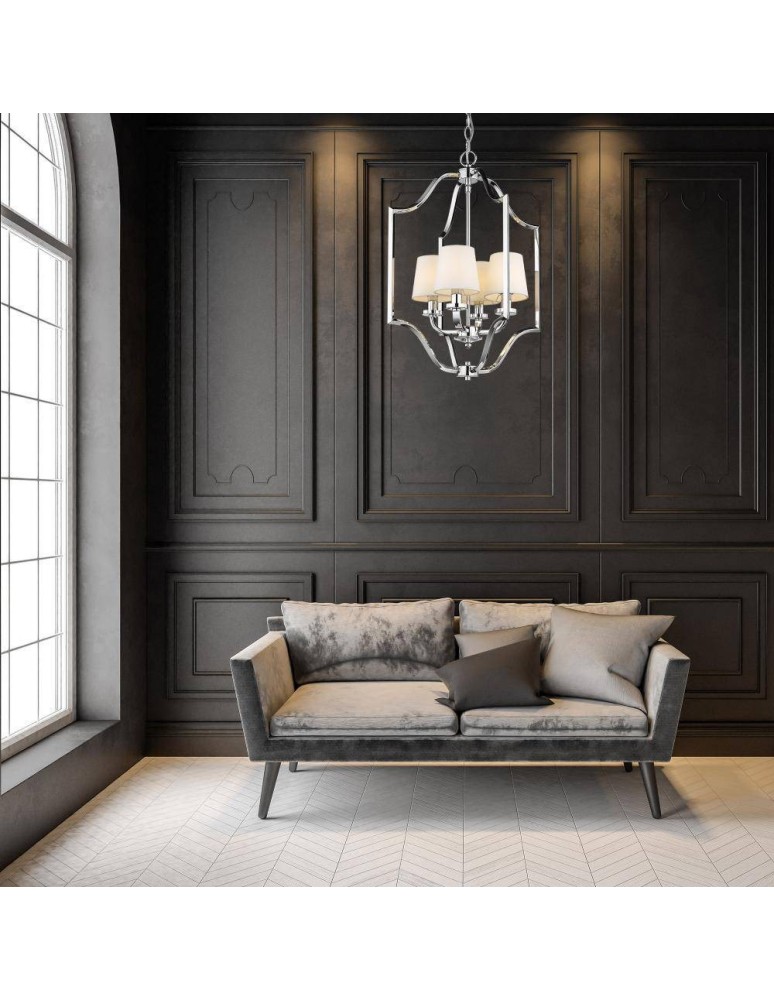 Hampton style pendant lamps - CosmoLight NEW YORK pendant lamp P04380CH-WH chrome - product kolory-swiatla.pl 2