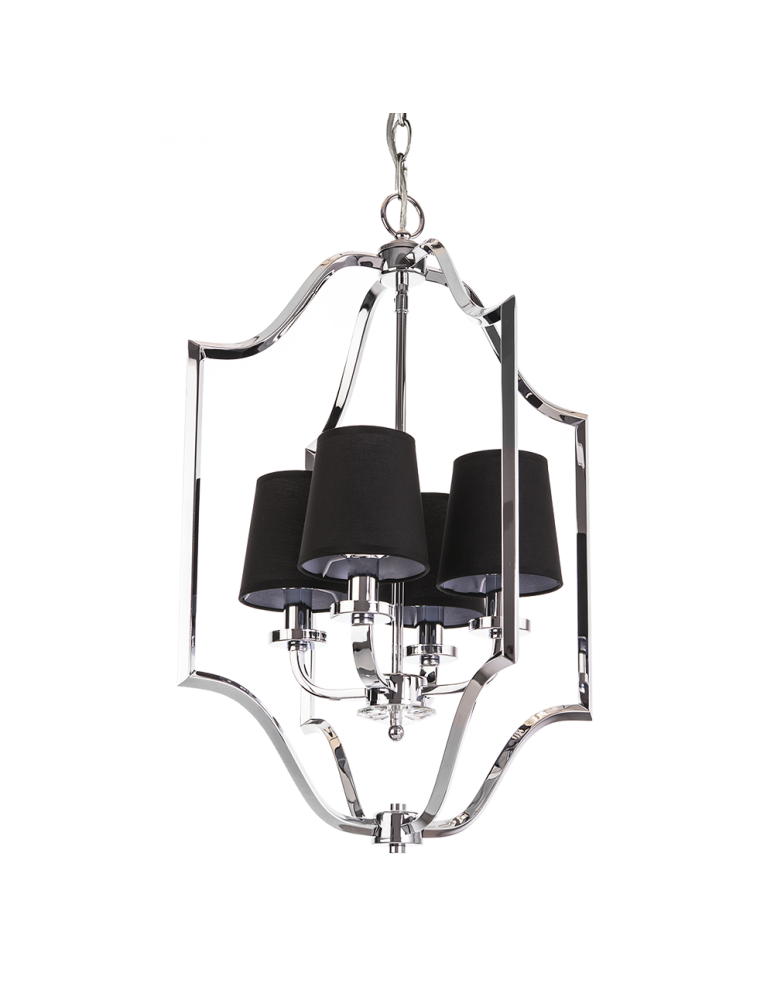 Hampton style pendant lamps - CosmoLight NEW YORK pendant lamp P04380CH-BK chrome - product kolory-swiatla.pl 1