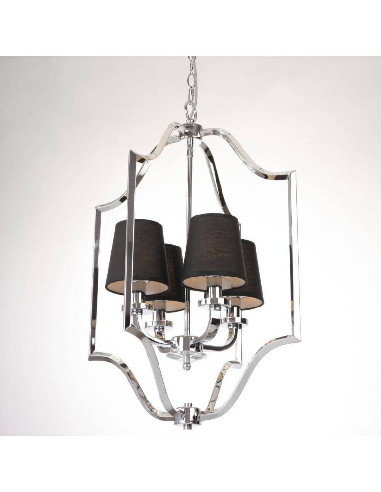 Hampton style pendant lamps - CosmoLight NEW YORK pendant lamp P04380CH-BK chrome - product kolory-swiatla.pl 2