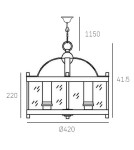 Hampton style pendant lamps - CosmoLight NEW YORK pendant lamp P04567CH Chrome  - product 4