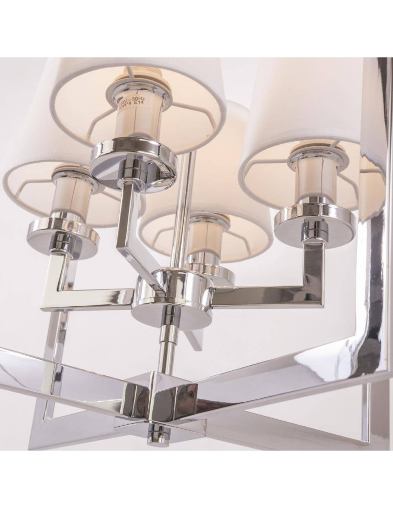 Hampton style pendant lamps - CosmoLight LONDON pendant lamp P04021CH-WH chrome - product kolory-swiatla.pl 2
