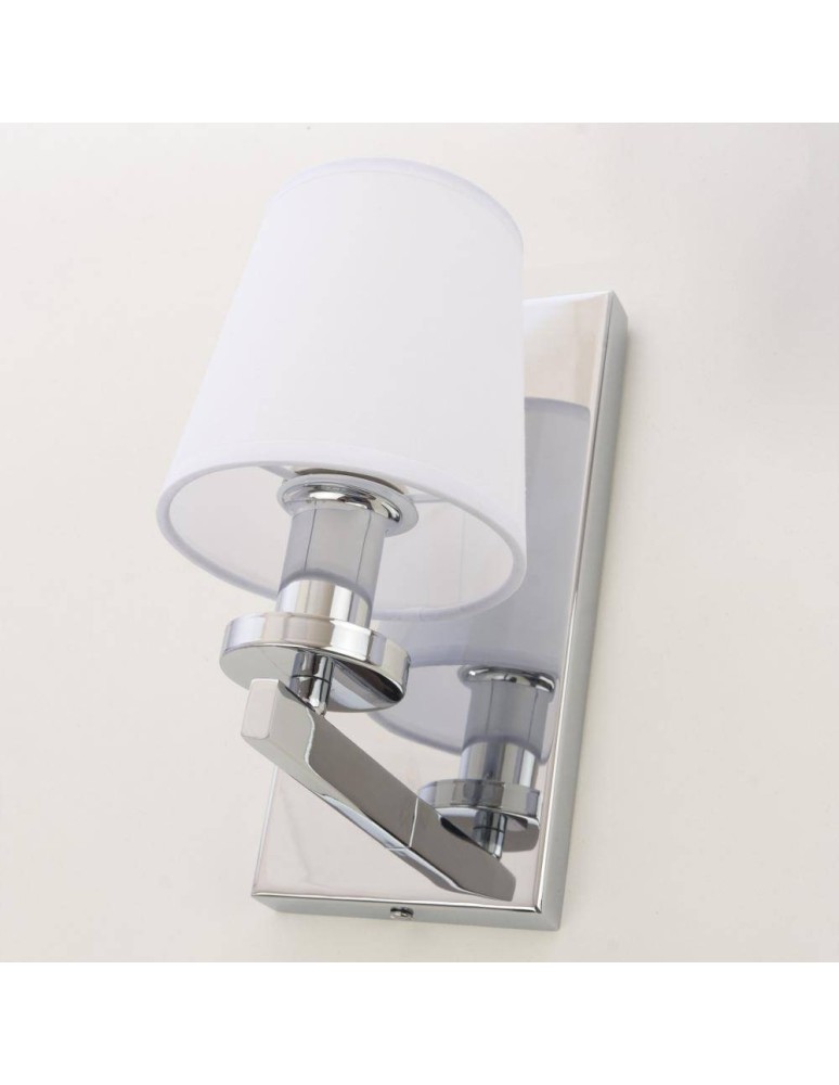 Wall lamps with lampshade - CosmoLight LONDON wall lamp W01014CH-WH chrome - product kolory-swiatla.pl 2