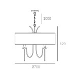 Hampton style pendant lamps - CosmoLight LAS VEGAS pendant lamp P06704AU-WH gold. - product 5