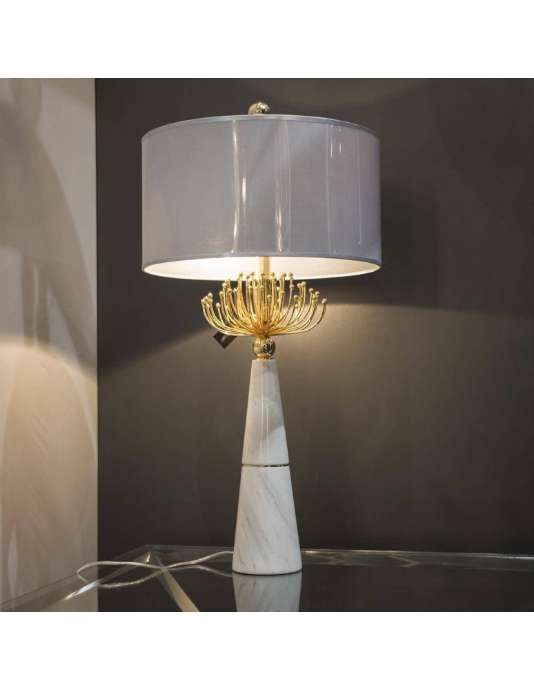 Table lamps with lampshade - CosmoLight CARTAGENA Table Lamp T02004AU White Gold.  - product kolory-swiatla.pl 6