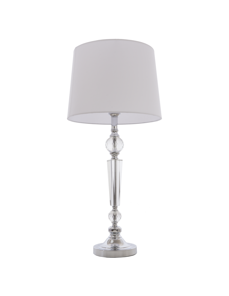 Table lamps with lampshade - CosmoLight CHARLOTTE table lamp T01295CH-WH chrome - product kolory-swiatla.pl 1
