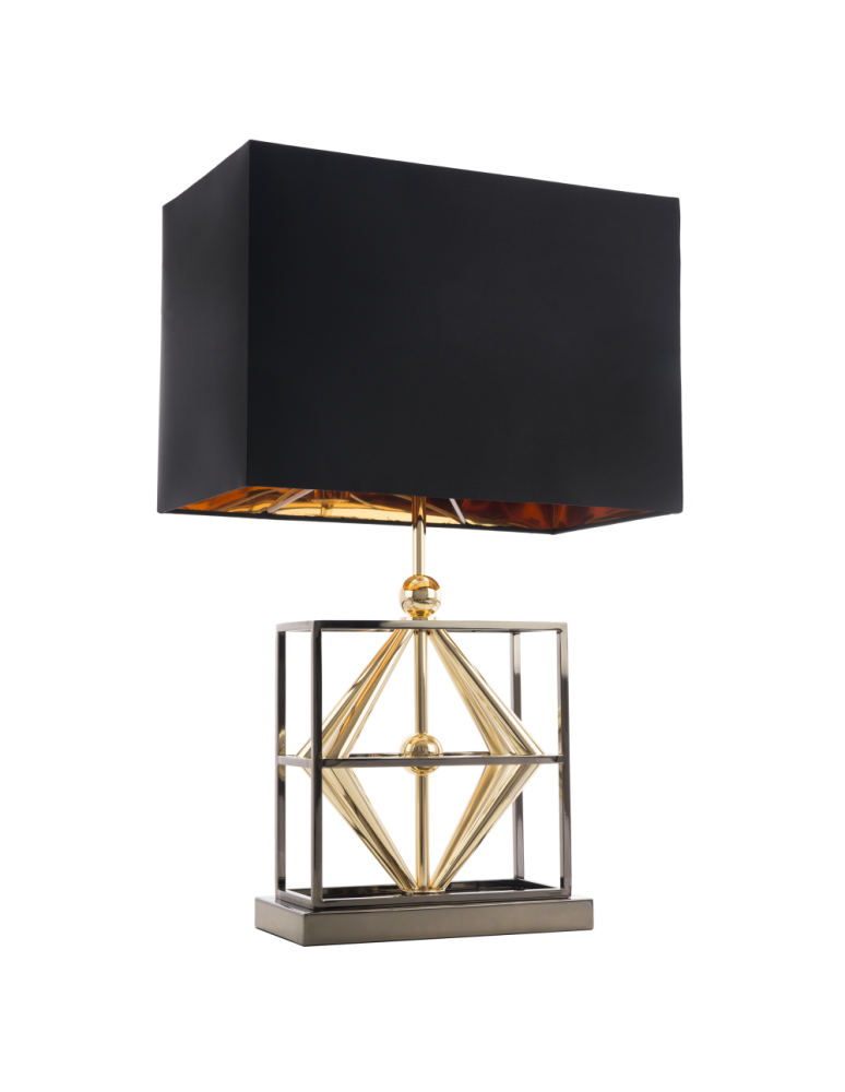 Table lamps with lampshade - CosmoLight QUITO table lamp T01939BK AU Black Gold  - product kolory-swiatla.pl 1