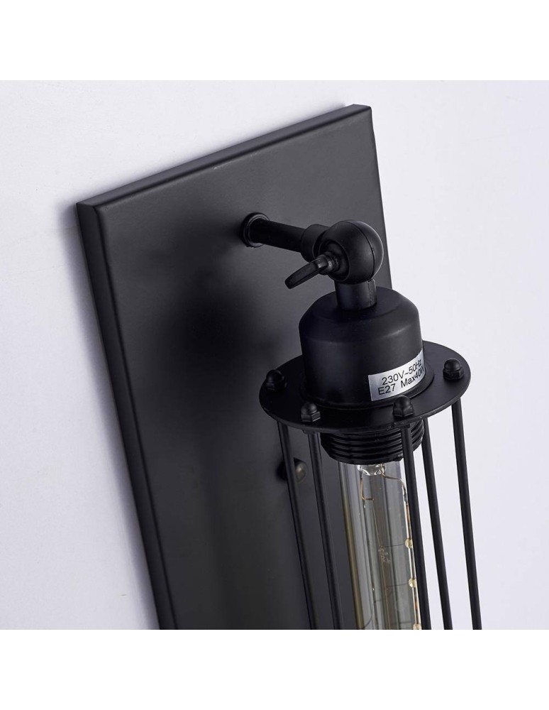 Loft wall lamps - industrial - CosmoLight YORK wall lamp W01307BK Black.  - product kolory-swiatla.pl 2