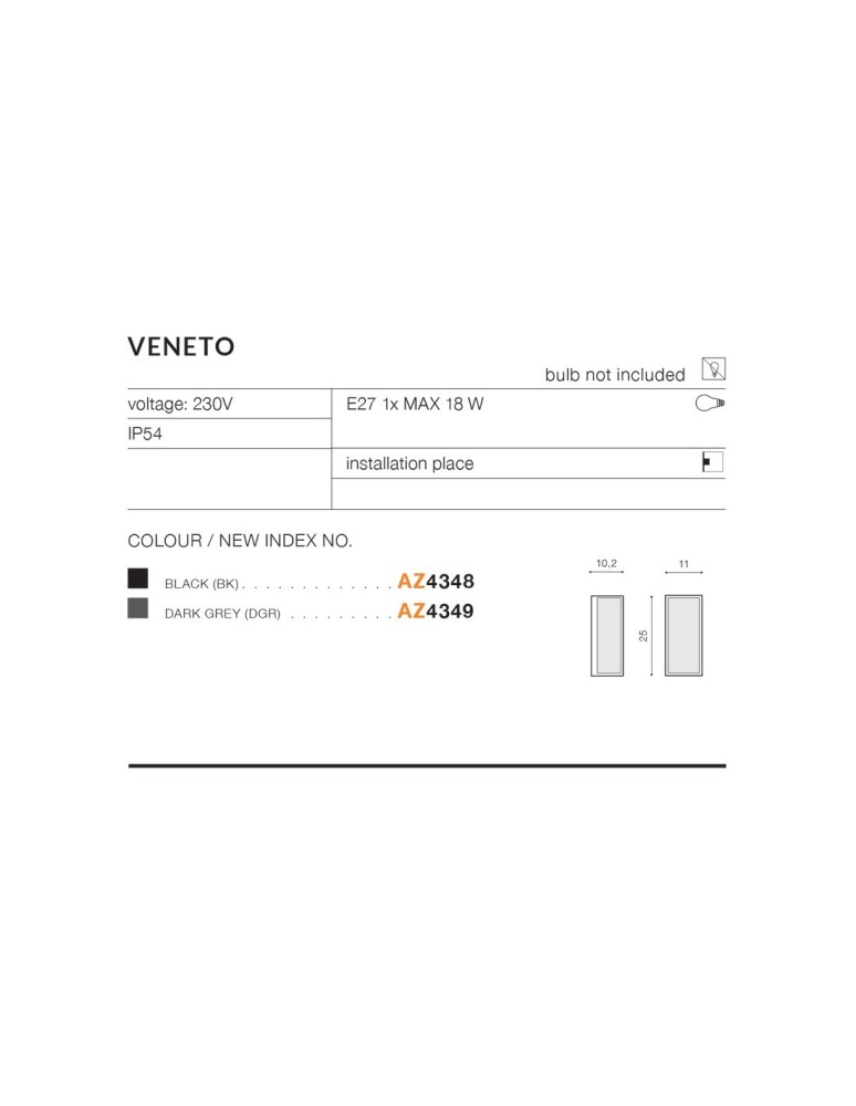 Outdoor wall lamps - Azzardo VENETO IP54 1xE27 Outdoor Black Wall Mount AZ4348 - product kolory-swiatla.pl 4