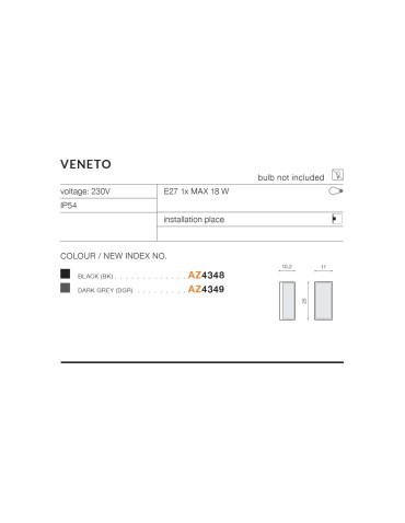 Azzardo VENETO IP54 1xE27 Zewnętrzna Grafit Ciemno Szary Ścienna AZ4349 - produkt 2