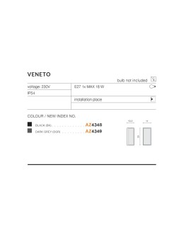Azzardo VENETO IP54 1xE27 Zewnętrzna Grafit Ciemno Szary Ścienna AZ4349 - produkt 2