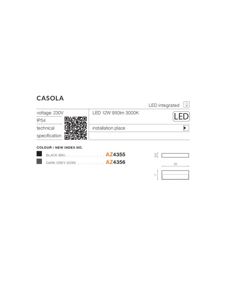 Outdoor wall lamps - Azzardo CASOLA IP54 LED 12W 950lm 3000K Outdoor Black Wall Mount AZ4355. - product kolory-swiatla.pl 5