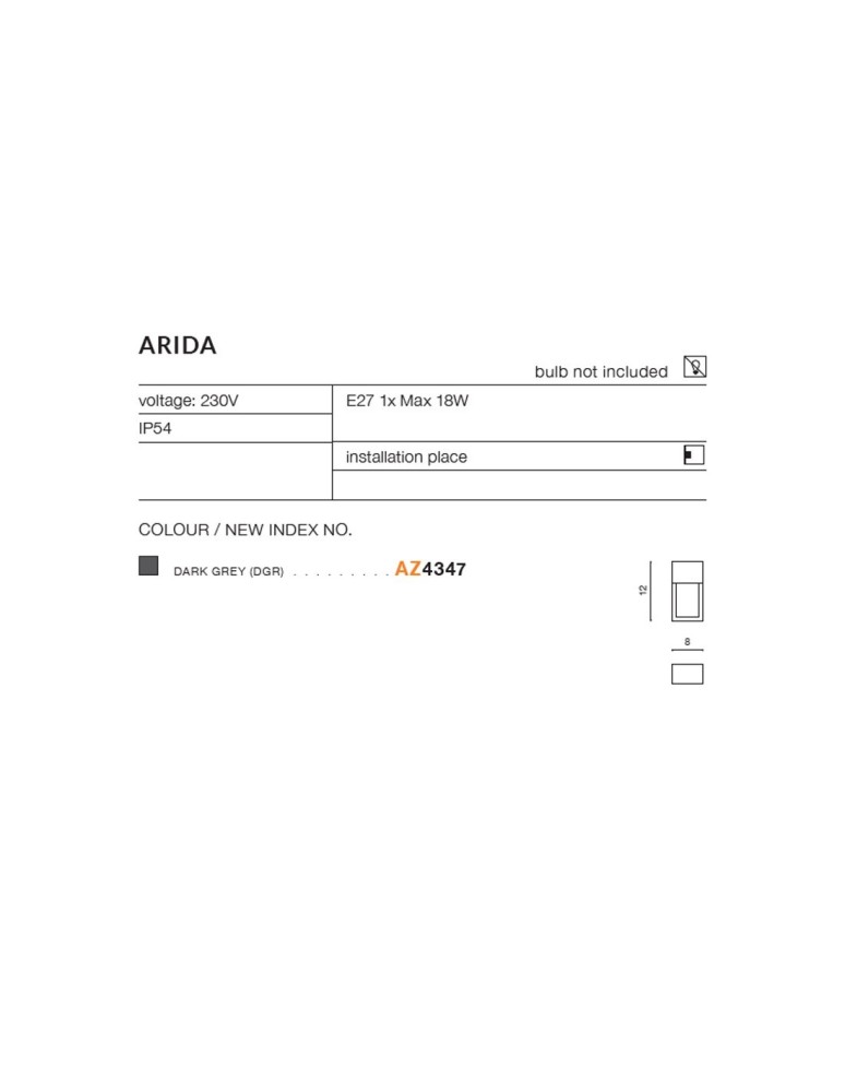 Outdoor wall lamps - Azzardo ARIDA IP54 1xE27 Outdoor Dark Grey Wall Mount AZ4347 - product kolory-swiatla.pl 5