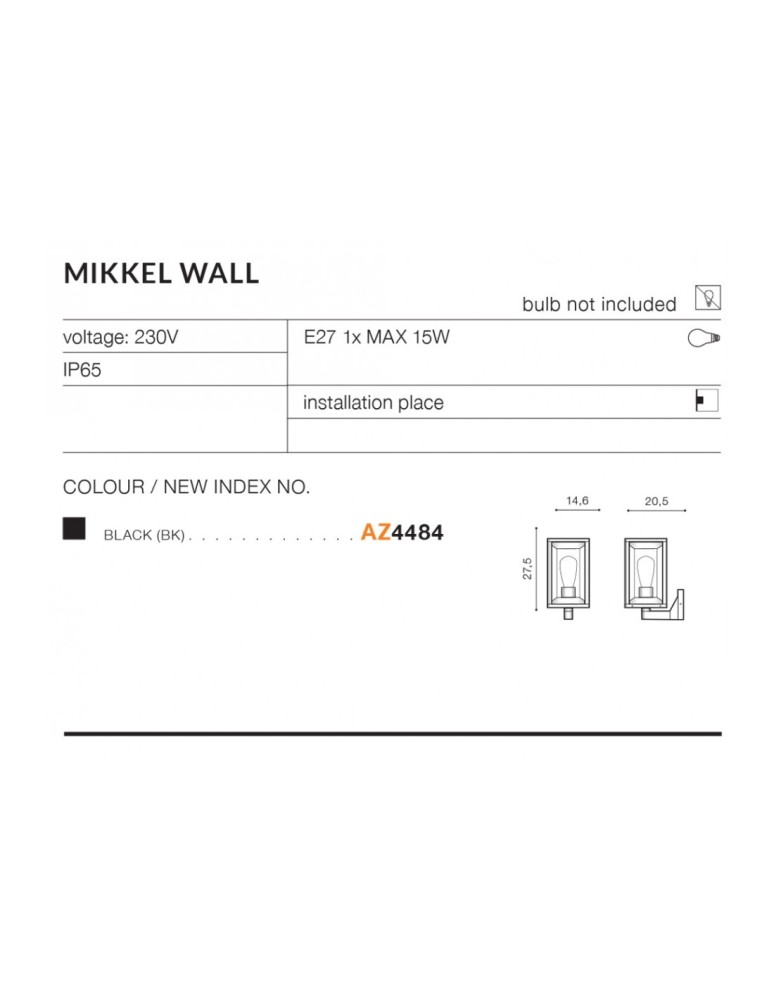 Outdoor wall lamps - Azzardo MIKKEL IP54 1xE27 Outdoor Black Wall Mount AZ4484 - product kolory-swiatla.pl 4