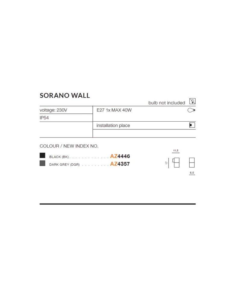 Outdoor wall lamps - Azzardo SORANO WALL IP44 1xE27 Outdoor Black Wall Mount AZ4446 - product kolory-swiatla.pl 4