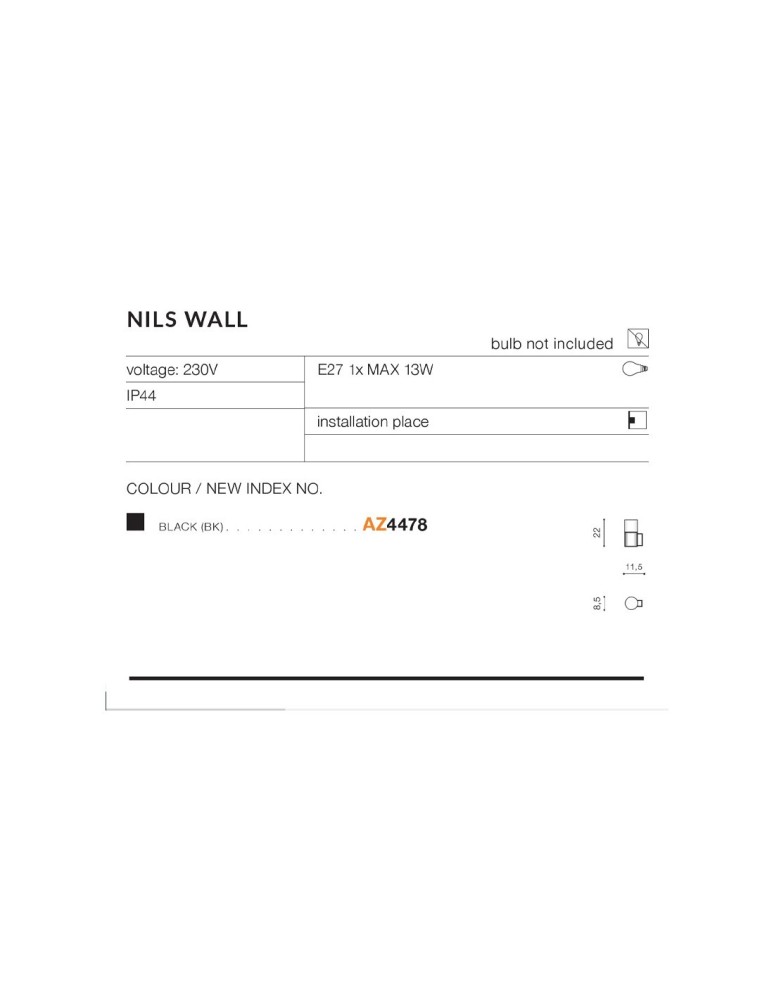 Outdoor wall lamps - Azzardo NILS WALL IP44 1xE27 Outdoor Black Wall Wash AZ4478 - product kolory-swiatla.pl 4
