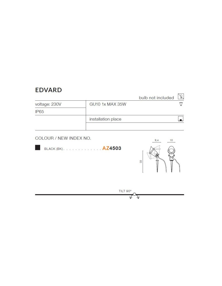 Garden lamps driven into the ground (with wedge) - Azzardo EDVARD IP65 1xGU10 Outdoor Black Ground AZ4503 - product kolory-swiatla.pl 3