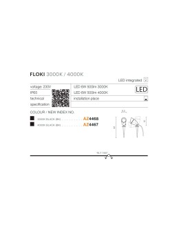 Azzardo FLOKI IP54 LED 6W 500lm 3000K Zewnętrzna Czarny Gruntowa AZ4468 - produkt 2