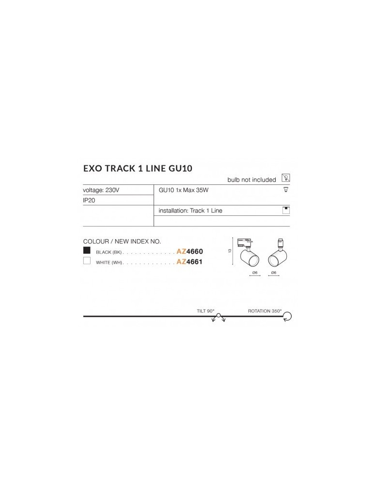 Lamps for 1 phase busbars - Azzardo EXO TRACK 1 LINE 1xGU10 White Spotlight For Busbar 1F AZ4661 - product kolory-swiatla.pl 4