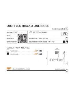 Azzardo LUMI FLEX TRACK 3 LINE LED 5W 500lm 3000K Czarny Reflektor Do Szynoprzewodu 3F AZ4559 - produkt 2