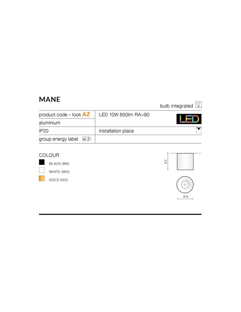 LED ceiling luminaires - Azzardo MANE LED 10W 800lm 4000K White Ceiling Light AZ4324 - product kolory-swiatla.pl 4