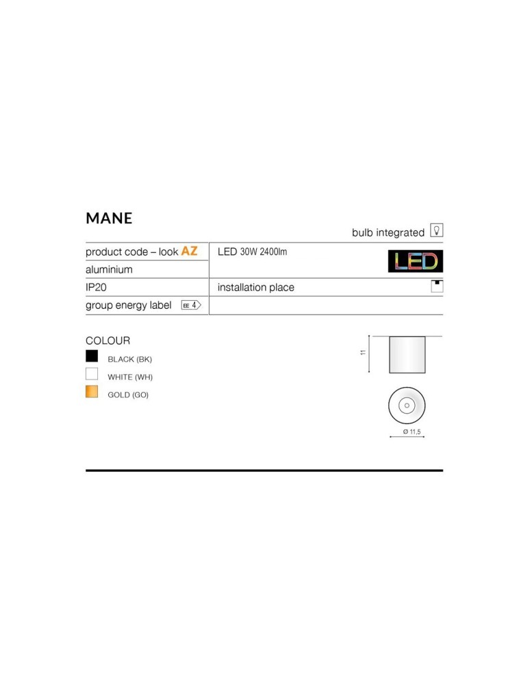 LED ceiling luminaires - Azzardo MANE LED 30W 2400lm 3000K Gold Ceiling Light AZ4157 - product kolory-swiatla.pl 3