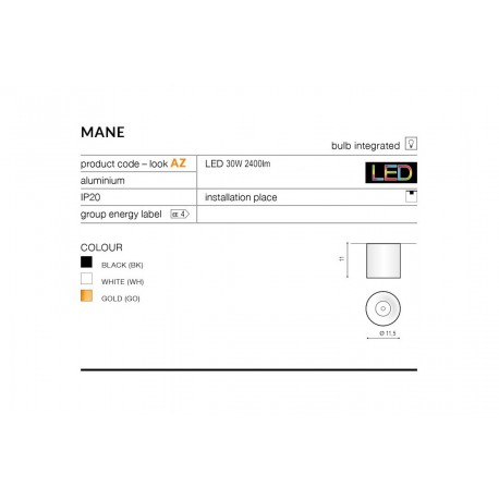 Azzardo MANE LED 30W 2400lm 3000K Złoty Sufitowa AZ4157