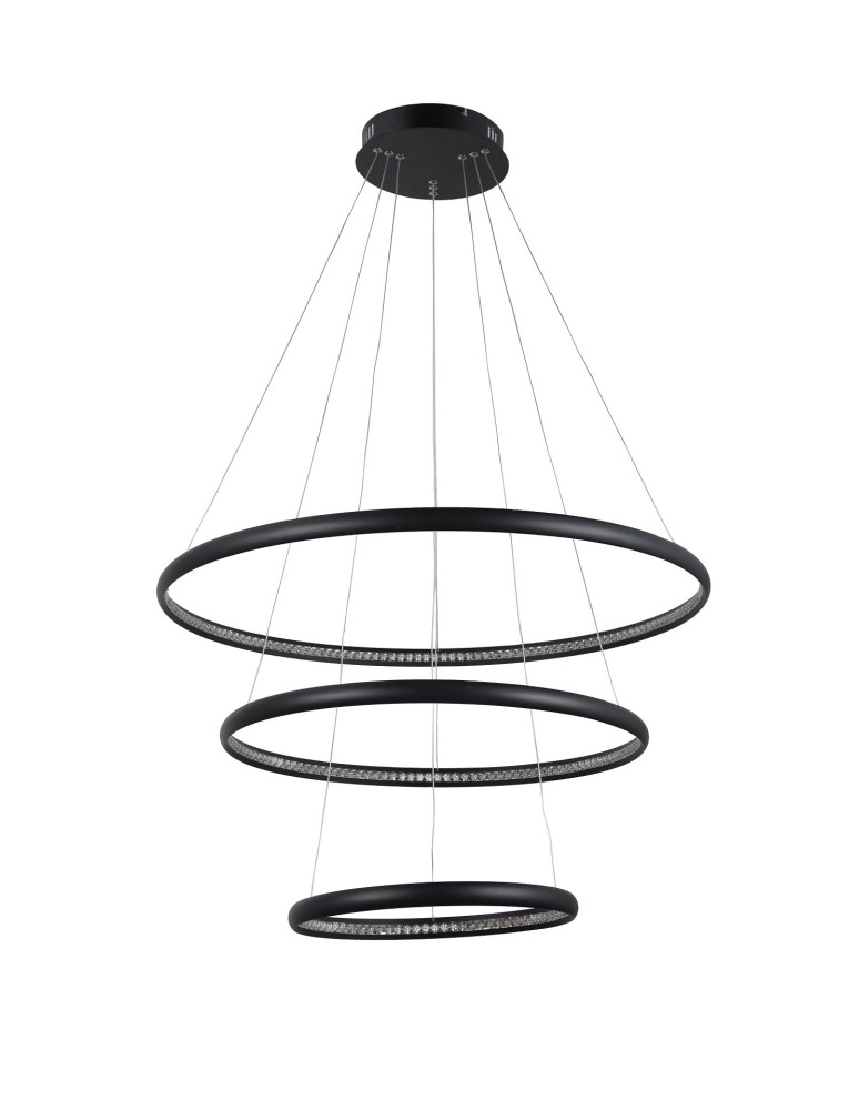 LED pendant lamps - AZzardo BRIGHTON 3 LED 55W 3300lm 3000K Black Pendant AZ4428 - product kolory-swiatla.pl 1