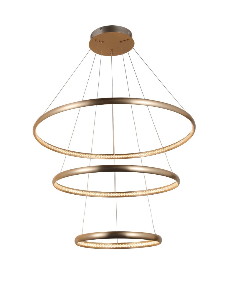 LED pendant lamps - AZzardo BRIGHTON 3 LED 55W 3300lm 3000K Gold Pendant AZ4429 - product kolory-swiatla.pl 1