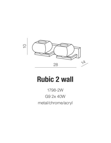 Azzardo RUBIC 2 WALL 2xG9 Ścienna Przeźroczysty/Chrom AZ0491 - produkt 2