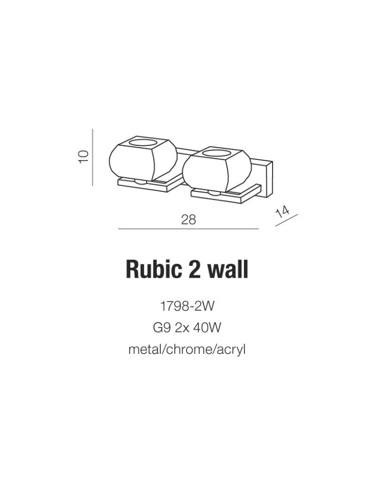 Wall lamps - Azzardo RUBIC 2 WALL 2xG9 Wall Transparent/Chrome AZ0491 - product kolory-swiatla.pl 2