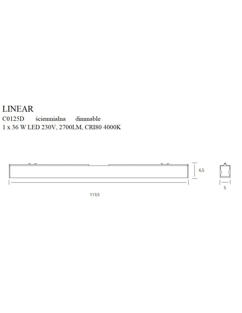 Ceiling lamps - Maxlight Linear White 36W 3000K Dimmable Ceiling Lamp C0125D. - product kolory-swiatla.pl 4