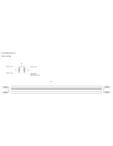 MAXLIGHT MHT1-100-BK SZYNA PRĄDOWA TRÓJFAZOWA 1M CZARNA - produkt 2