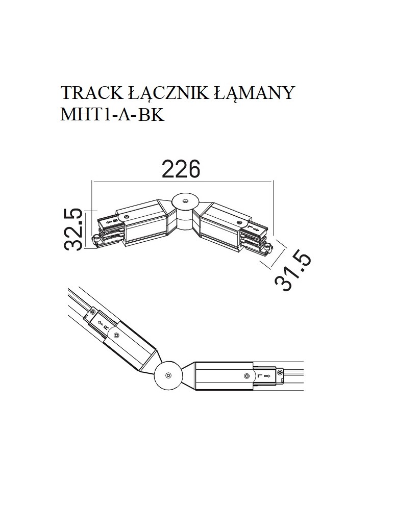 Accessories for 3 phase busbars - Maxlight Track Broken Switch Black MHT1-A-BK - product kolory-swiatla.pl 2