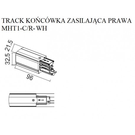 DOBAC MHT1-C/R-WH TRACK KOŃCÓWKA ZASILAJĄCA prawa biała