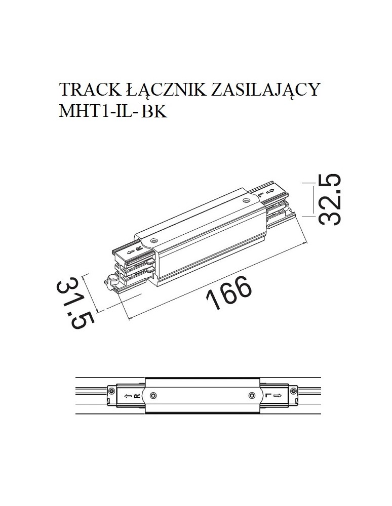 Accessories for 3 phase busbars - Maxlight Track Straight Power Switch Black MHT1-IL-BK-MAX - product kolory-swiatla.pl 3