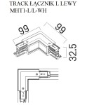 Accessories for 3 phase busbars - Maxlight Track Switch L" Left White" MHT1-L/L-WH - product 5