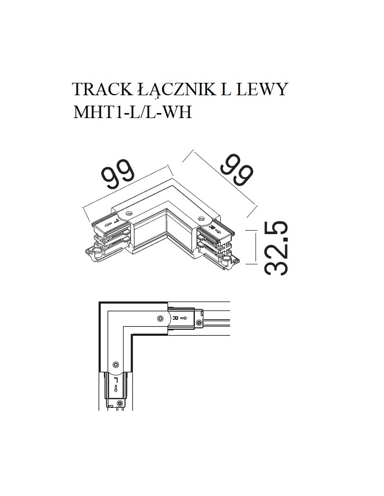 Accessories for 3 phase busbars - Maxlight Track Switch L" Left White" MHT1-L/L-WH - product kolory-swiatla.pl 5