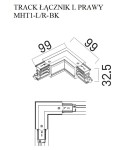 Accessories for 3 phase busbars - Maxlight Track Switch L" Right Black" MHT1-L/R-BK - product 3